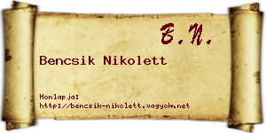 Bencsik Nikolett névjegykártya